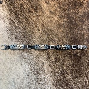 Silver Filigree and Leather Bracelet